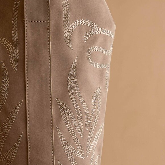 Elegant Beige Heeled Boots - Picture 5 of 5